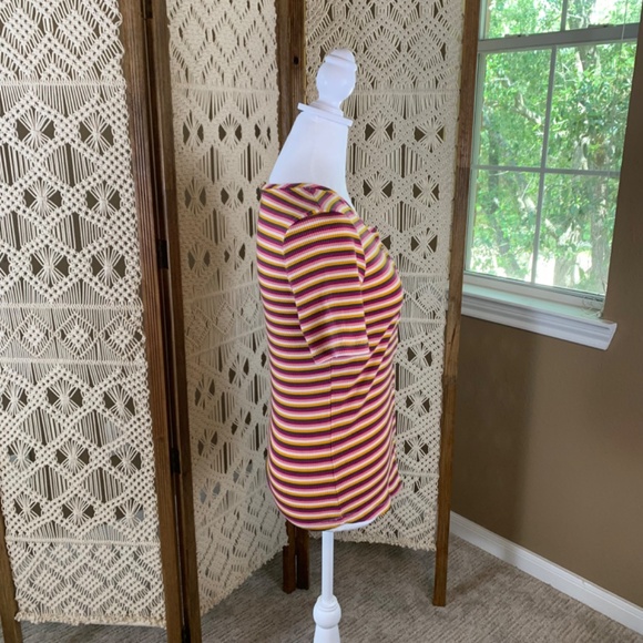 Maeve Button Up Striped Ribbed Top Multicolor Medium - Picture 5 of 8